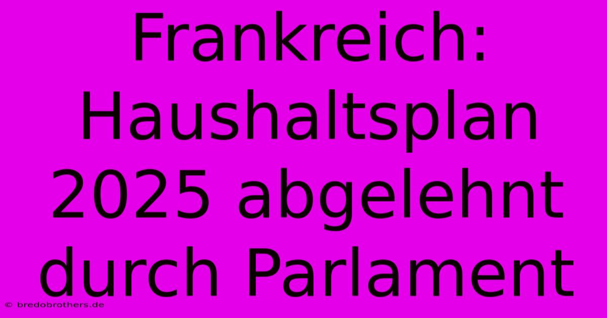 Frankreich: Haushaltsplan 2025 Abgelehnt Durch Parlament 