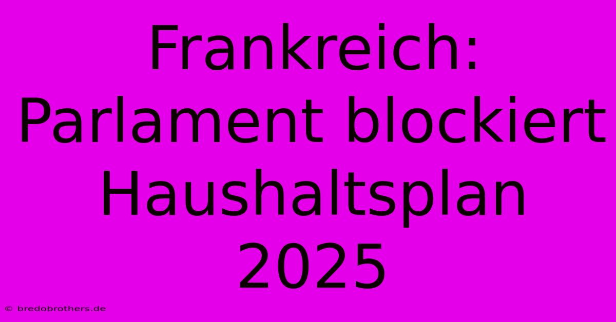 Frankreich: Parlament Blockiert Haushaltsplan 2025