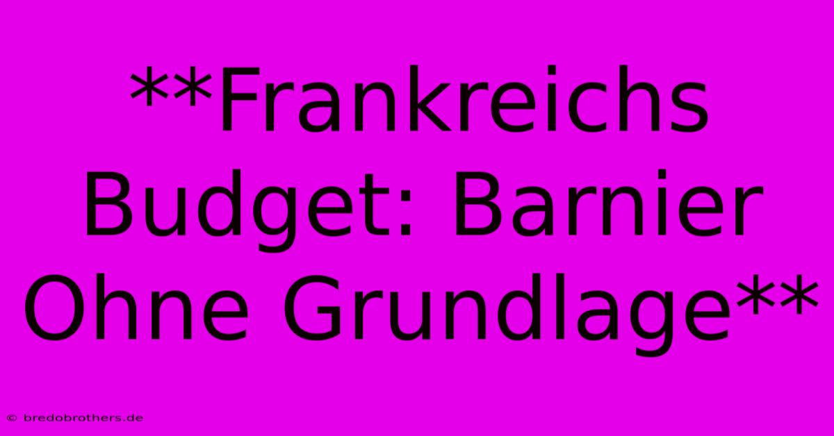 **Frankreichs Budget: Barnier Ohne Grundlage**