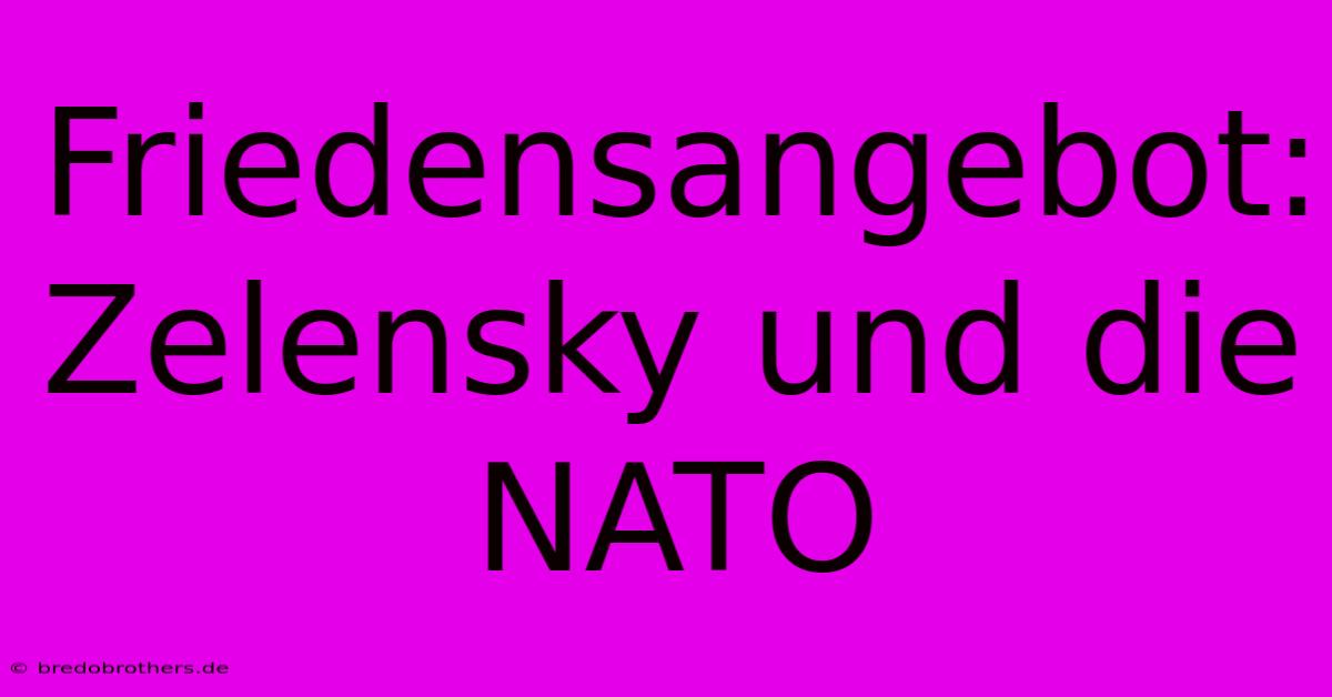 Friedensangebot: Zelensky Und Die NATO