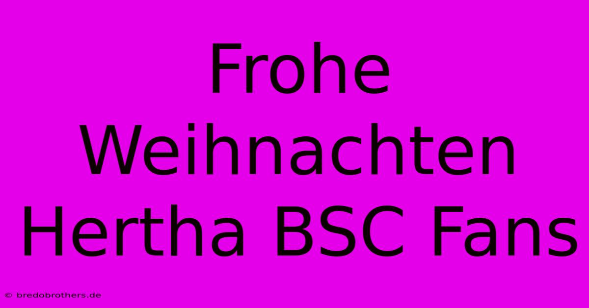 Frohe Weihnachten Hertha BSC Fans