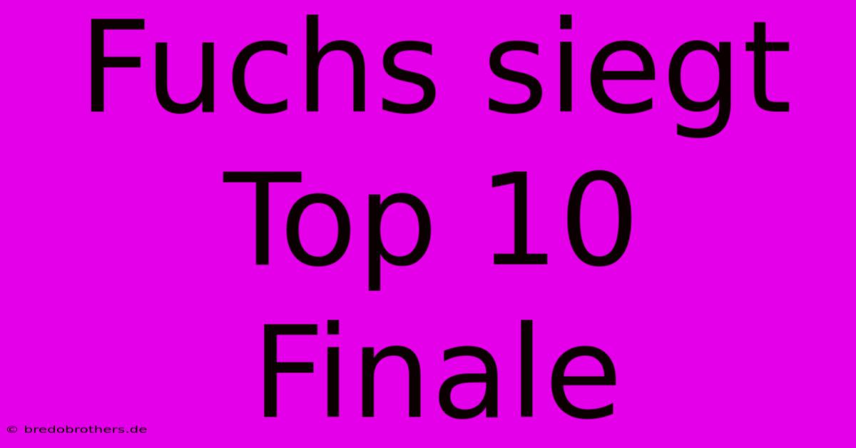 Fuchs Siegt Top 10 Finale