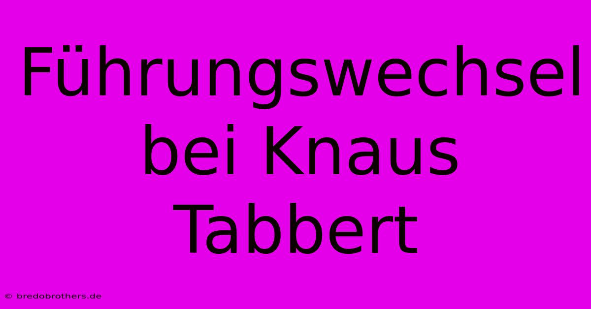 Führungswechsel Bei Knaus Tabbert