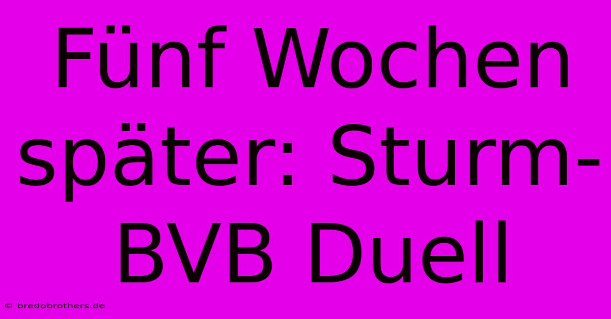 Fünf Wochen Später: Sturm-BVB Duell