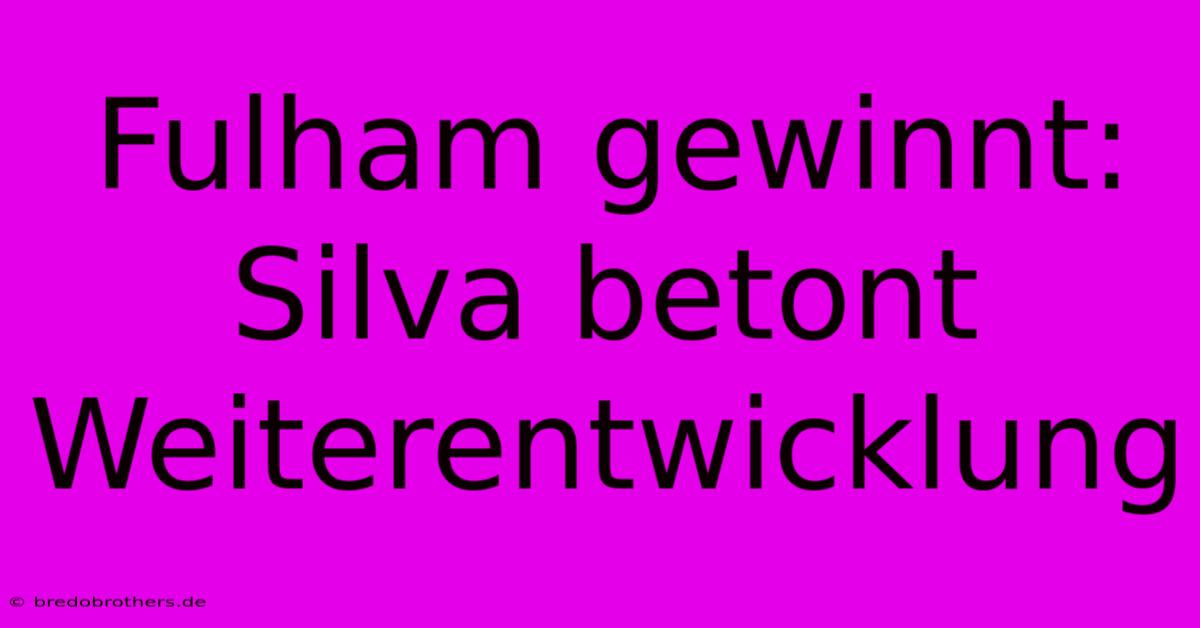 Fulham Gewinnt: Silva Betont Weiterentwicklung