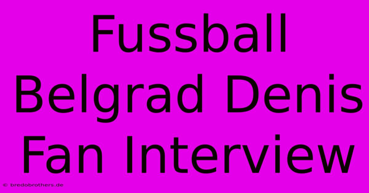 Fussball Belgrad Denis Fan Interview