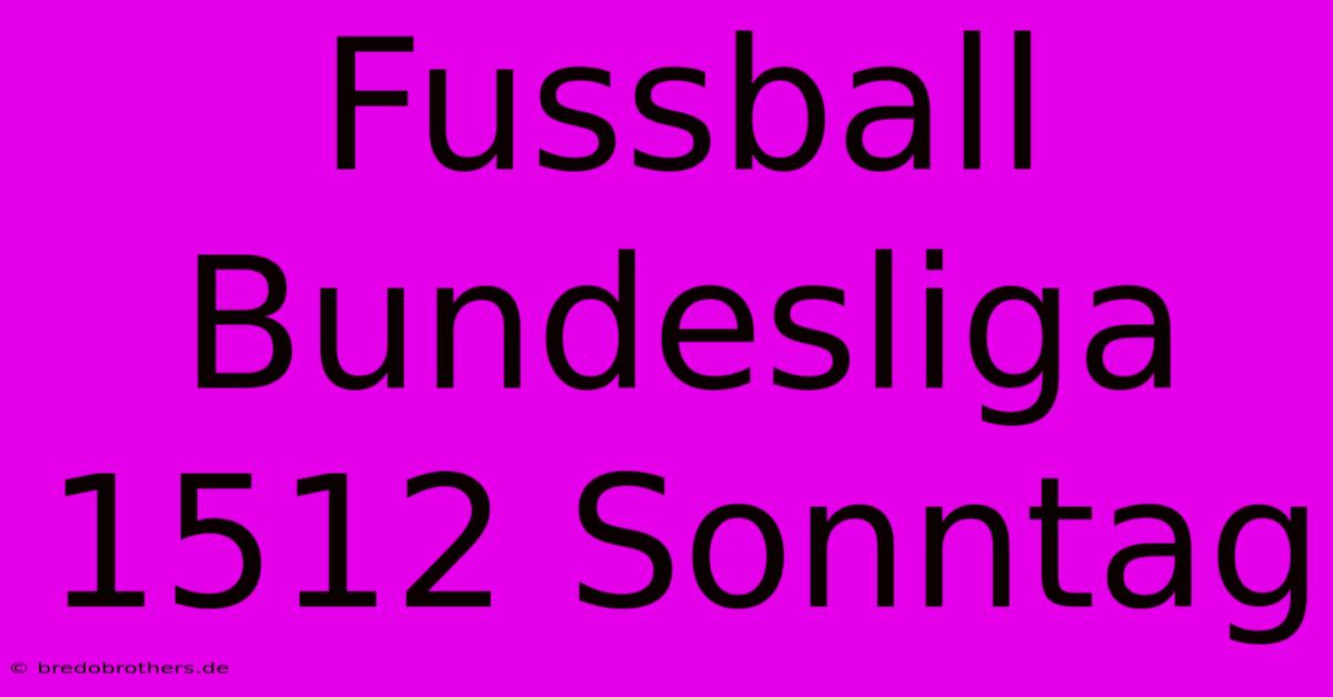 Fussball Bundesliga 1512 Sonntag