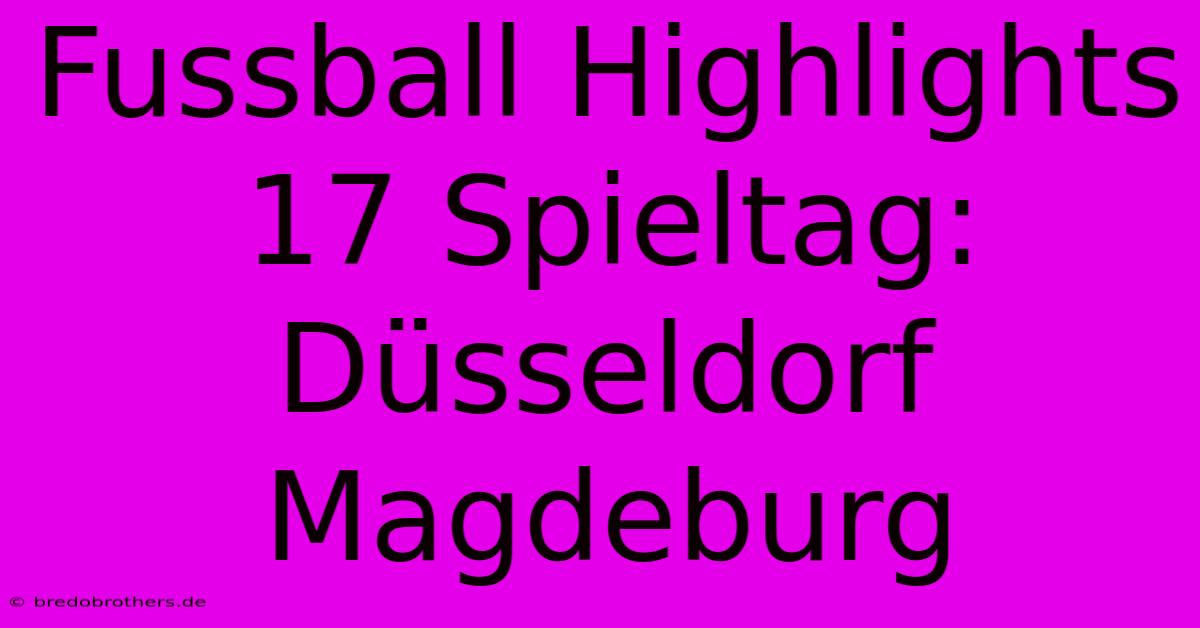 Fussball Highlights 17 Spieltag: Düsseldorf Magdeburg