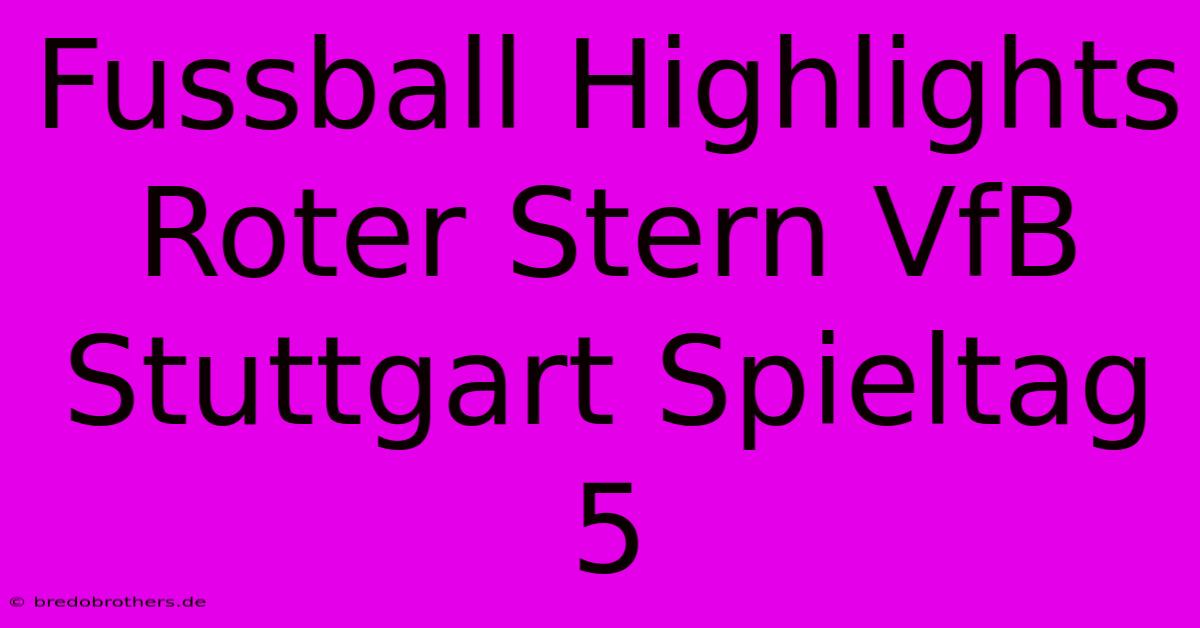 Fussball Highlights Roter Stern VfB Stuttgart Spieltag 5