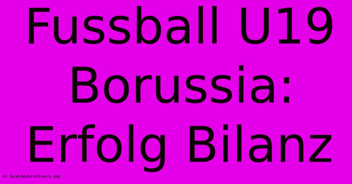 Fussball U19 Borussia:  Erfolg Bilanz