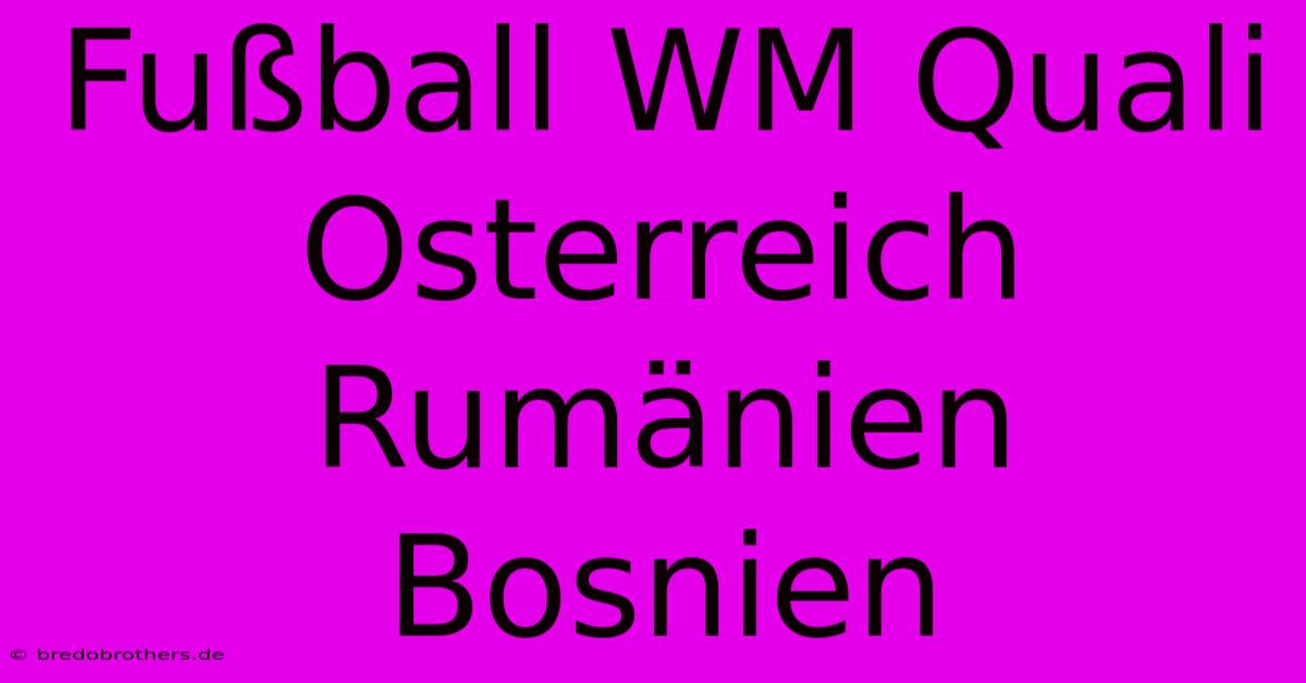 Fußball WM Quali Osterreich Rumänien Bosnien