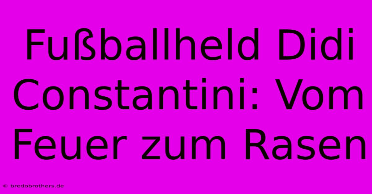 Fußballheld Didi Constantini: Vom Feuer Zum Rasen