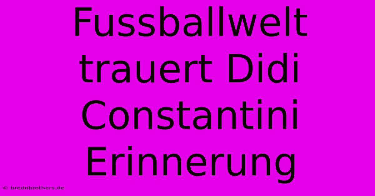 Fussballwelt Trauert Didi Constantini Erinnerung