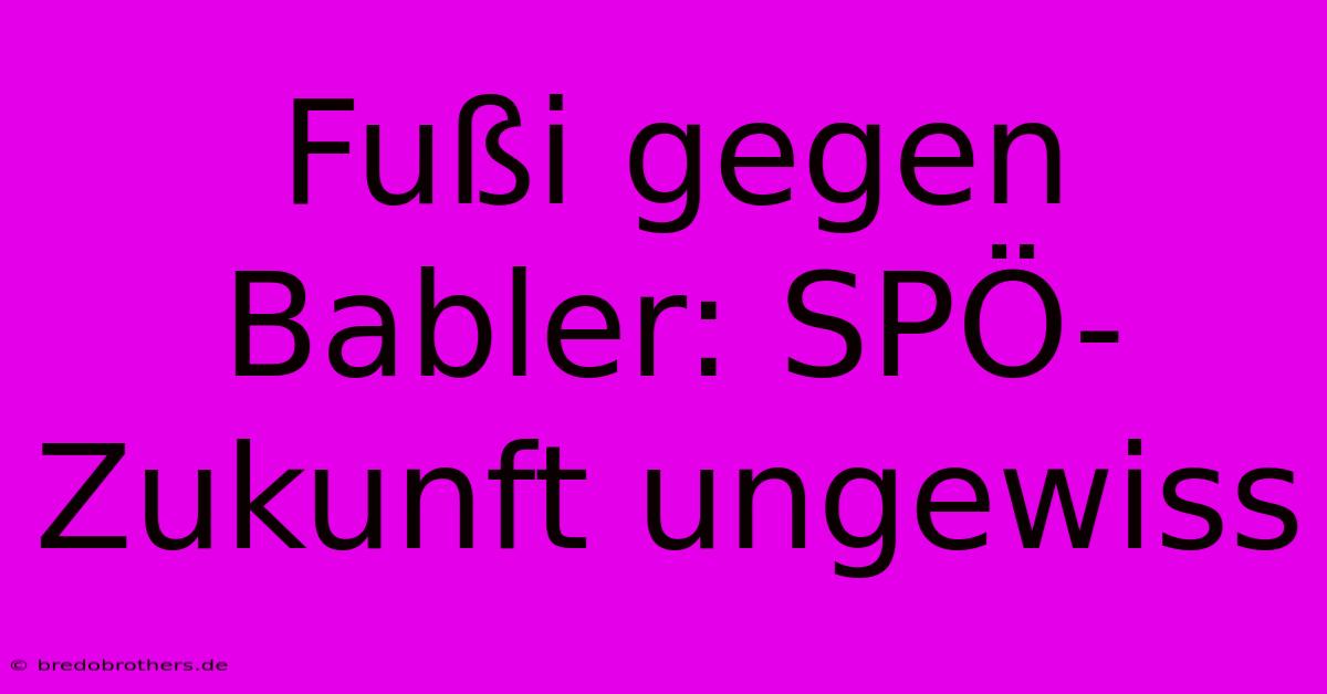 Fußi Gegen Babler: SPÖ-Zukunft Ungewiss