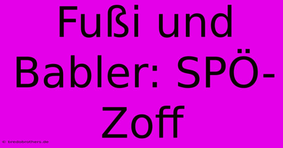 Fußi Und Babler: SPÖ-Zoff