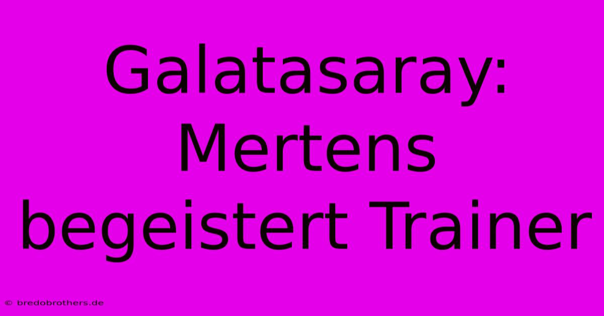 Galatasaray: Mertens Begeistert Trainer