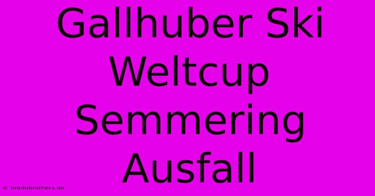 Gallhuber Ski Weltcup Semmering Ausfall