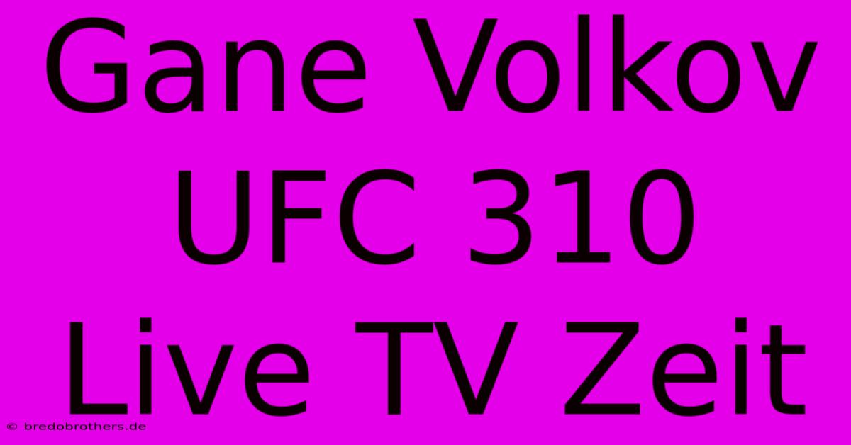 Gane Volkov UFC 310 Live TV Zeit