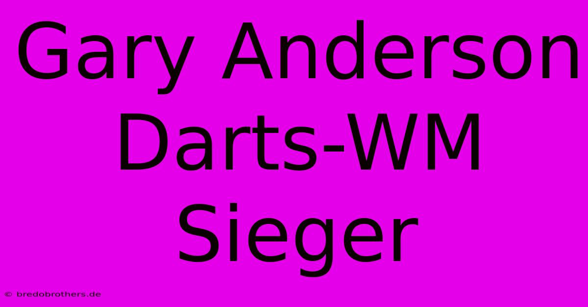 Gary Anderson Darts-WM Sieger