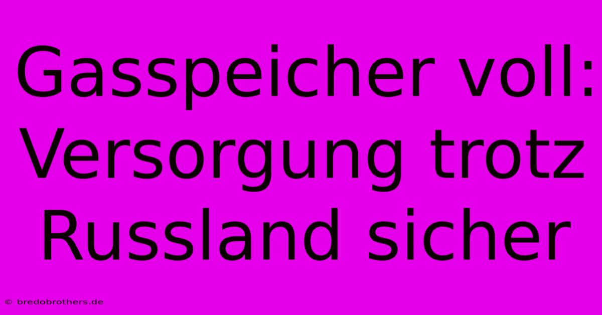 Gasspeicher Voll: Versorgung Trotz Russland Sicher