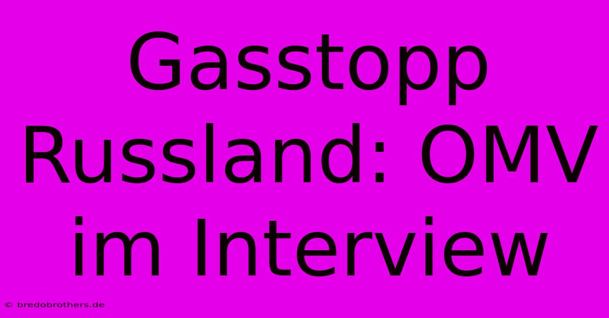 Gasstopp Russland: OMV Im Interview