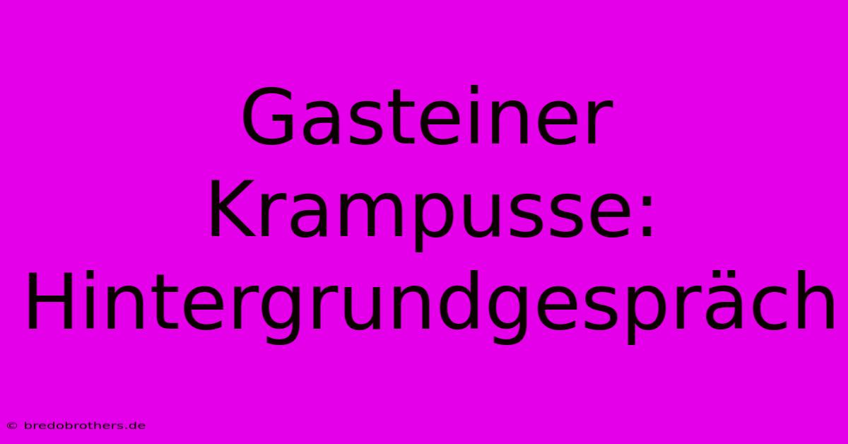 Gasteiner Krampusse: Hintergrundgespräch