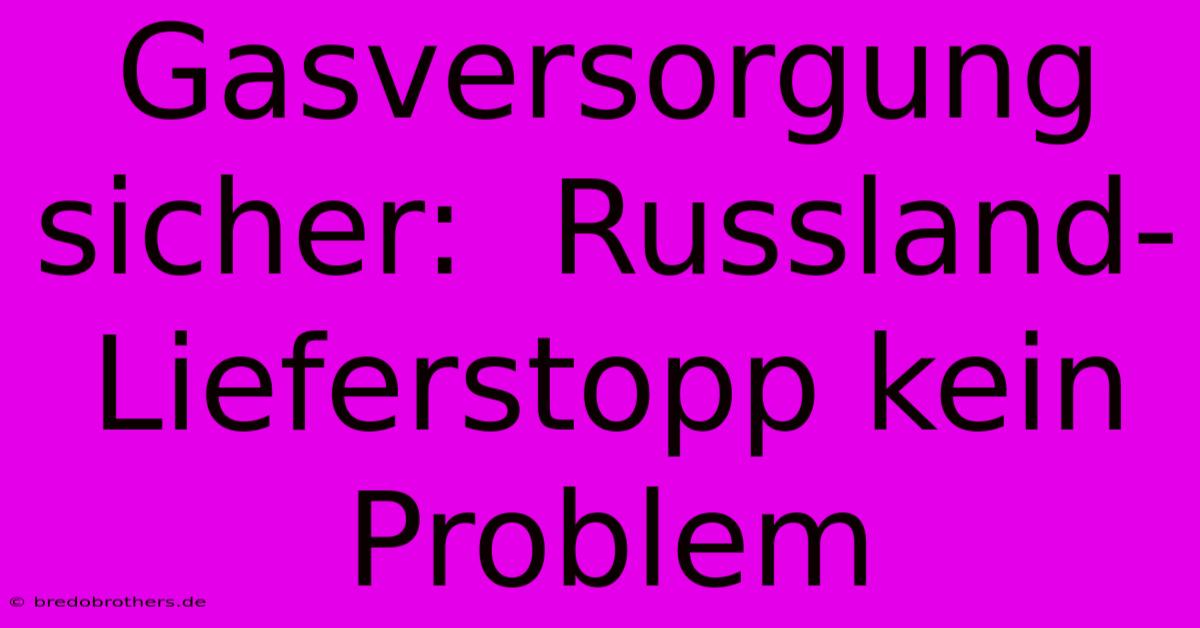 Gasversorgung Sicher:  Russland-Lieferstopp Kein Problem