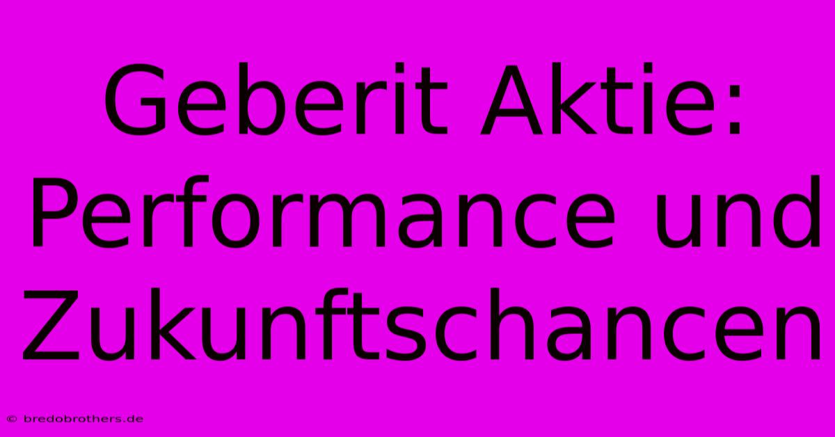 Geberit Aktie:  Performance Und Zukunftschancen