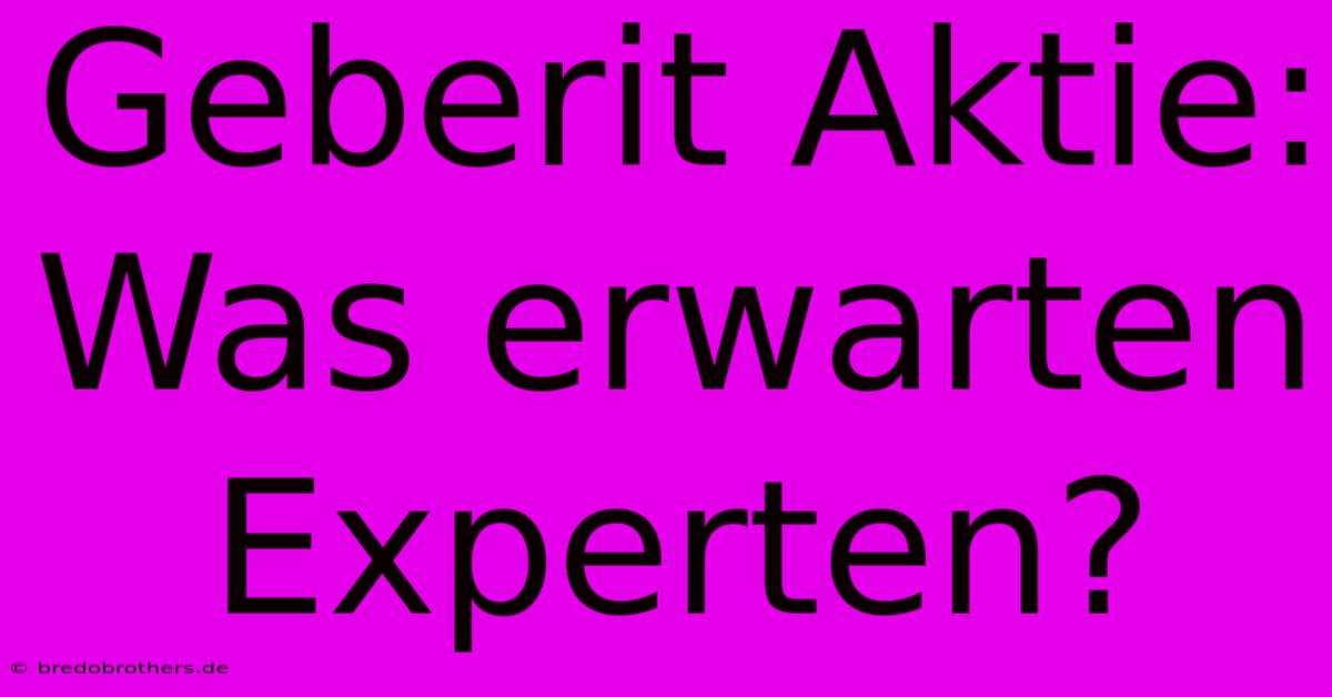 Geberit Aktie: Was Erwarten Experten?