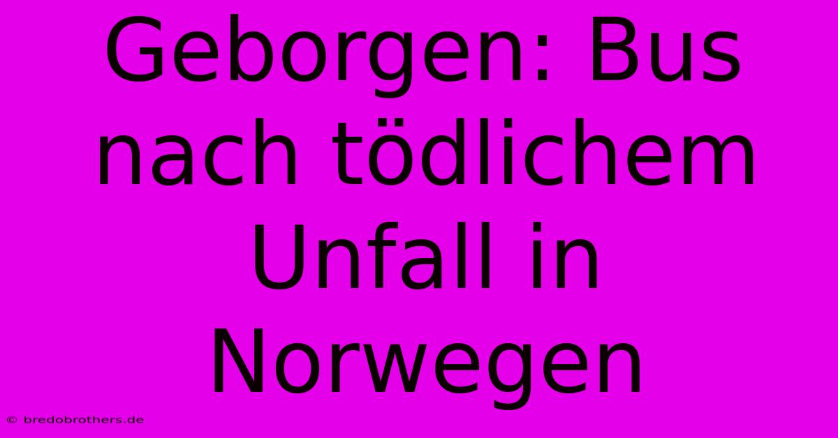 Geborgen: Bus Nach Tödlichem Unfall In Norwegen