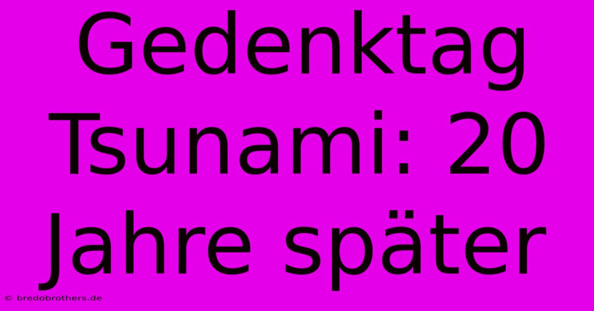 Gedenktag Tsunami: 20 Jahre Später