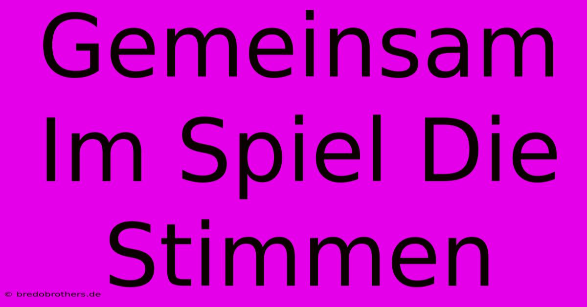 Gemeinsam Im Spiel Die Stimmen