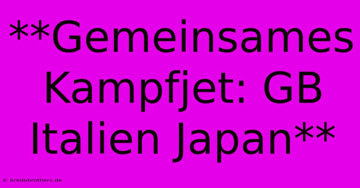 **Gemeinsames Kampfjet: GB Italien Japan**