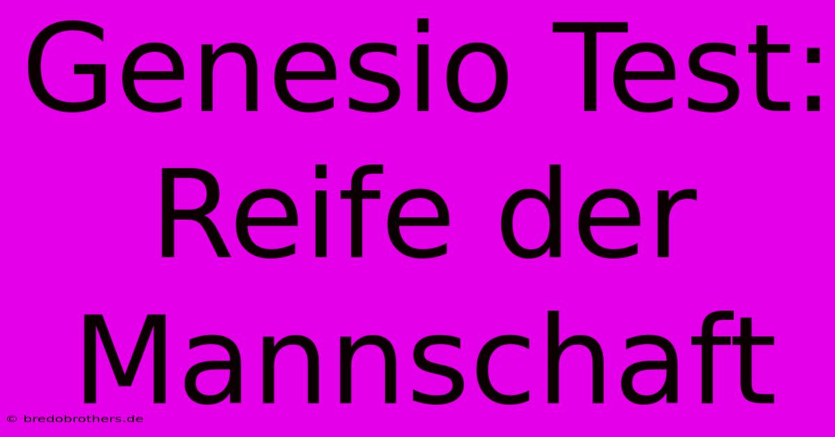 Genesio Test:  Reife Der Mannschaft