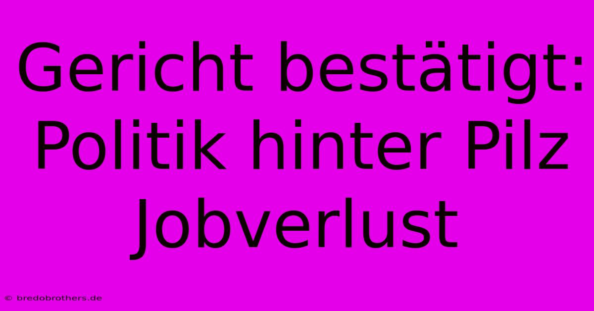 Gericht Bestätigt: Politik Hinter Pilz Jobverlust