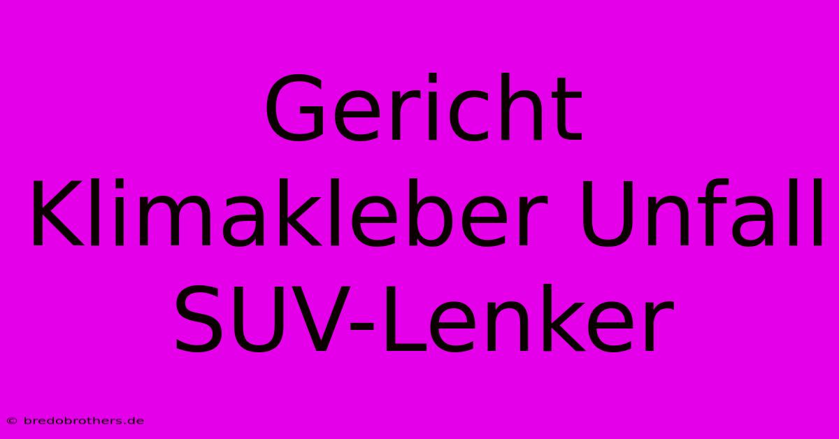 Gericht Klimakleber Unfall SUV-Lenker