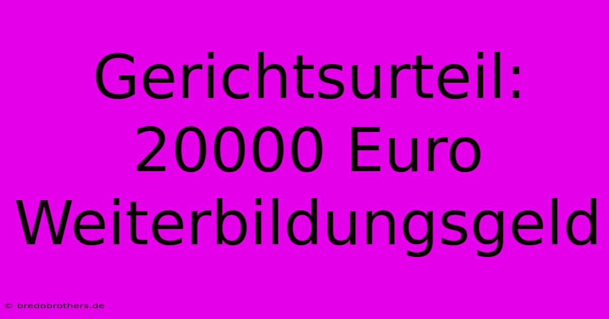 Gerichtsurteil: 20000 Euro Weiterbildungsgeld