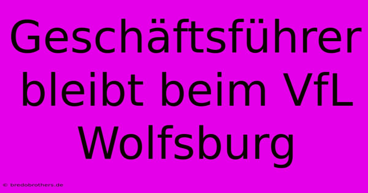 Geschäftsführer Bleibt Beim VfL Wolfsburg