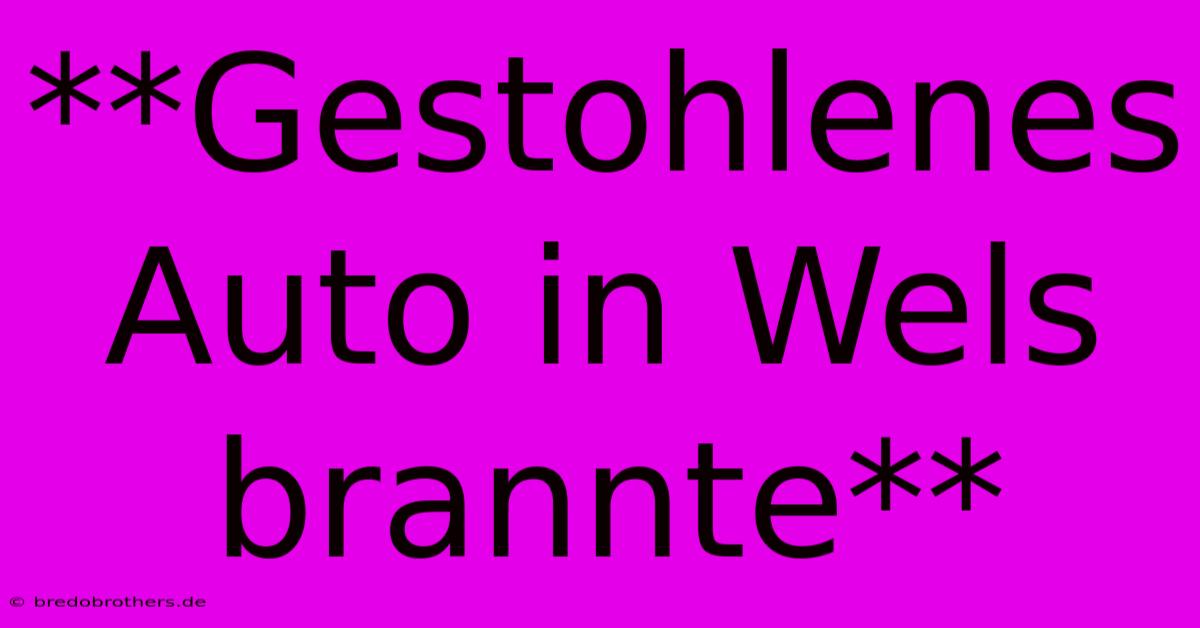 **Gestohlenes Auto In Wels Brannte**