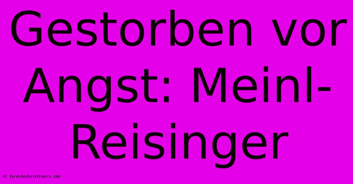 Gestorben Vor Angst: Meinl-Reisinger