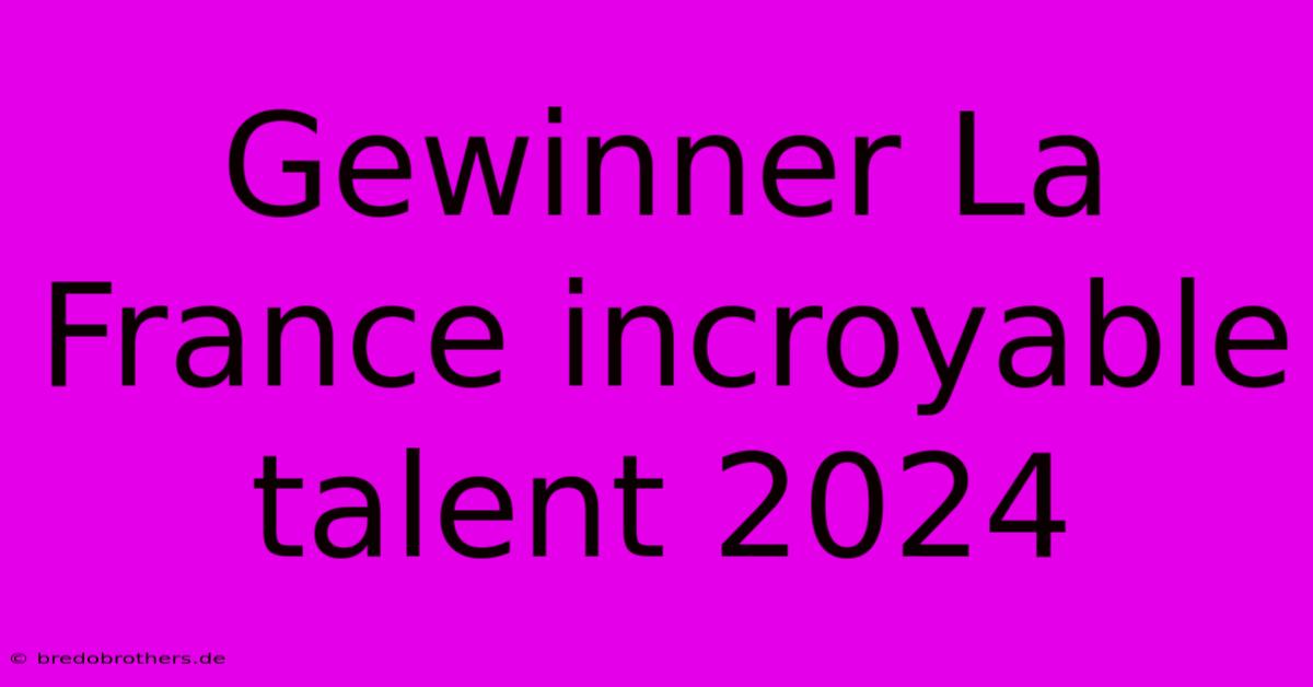 Gewinner La France Incroyable Talent 2024