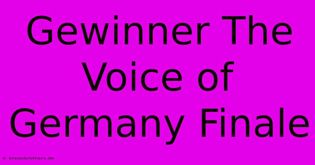 Gewinner The Voice Of Germany Finale