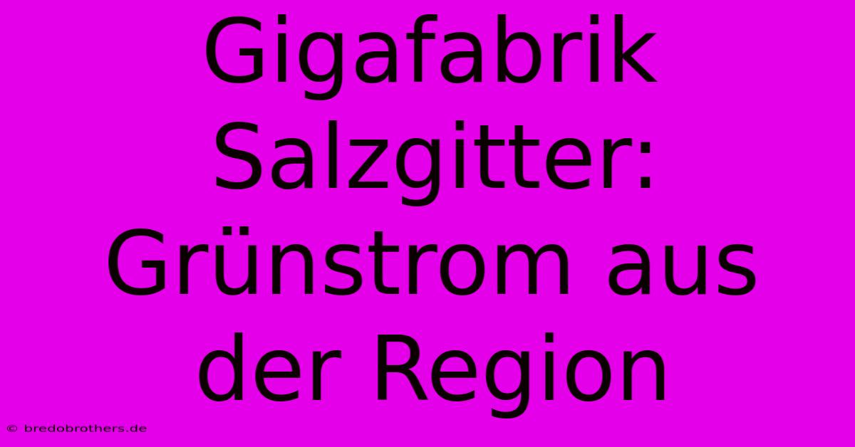 Gigafabrik Salzgitter:  Grünstrom Aus Der Region