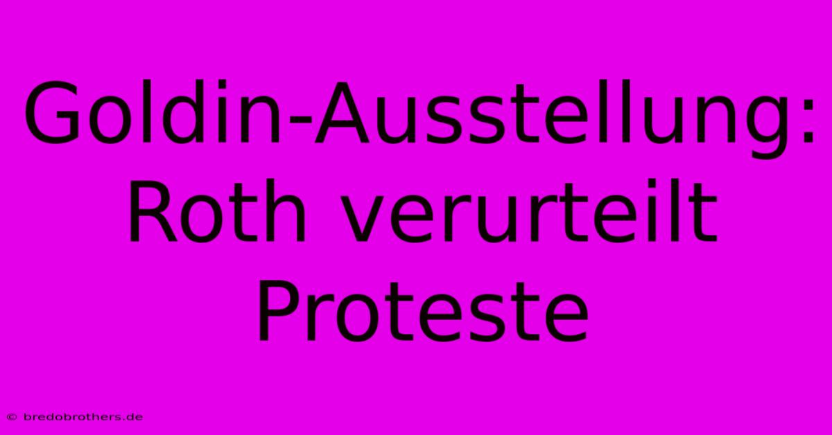 Goldin-Ausstellung: Roth Verurteilt Proteste