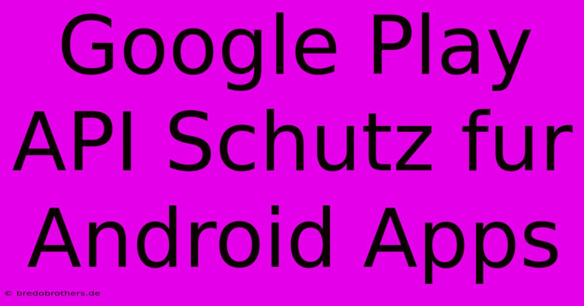 Google Play API Schutz Fur Android Apps