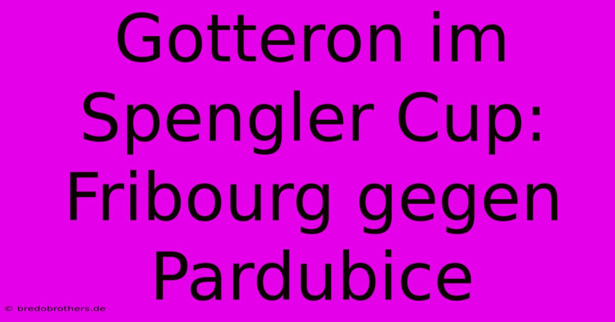 Gotteron Im Spengler Cup: Fribourg Gegen Pardubice