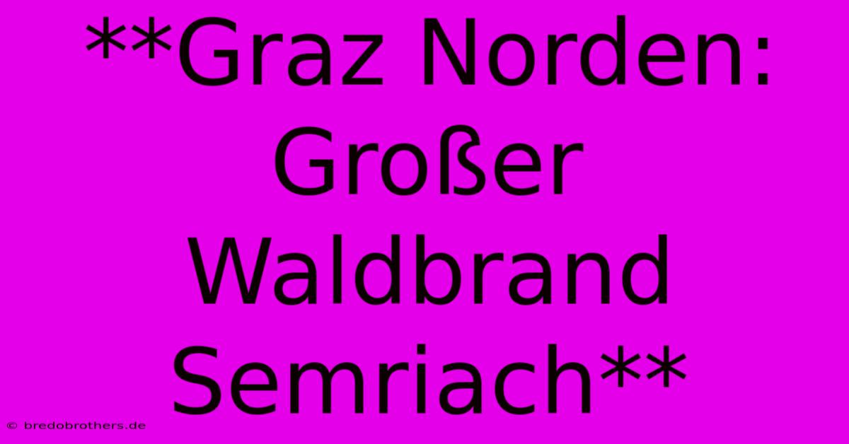 **Graz Norden: Großer Waldbrand Semriach**