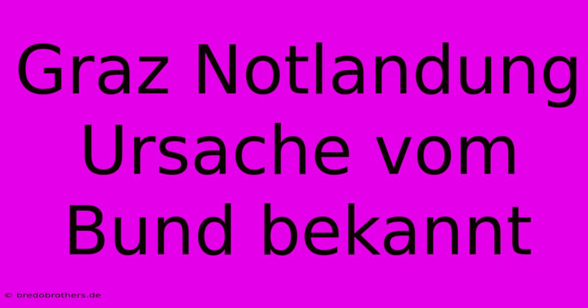 Graz Notlandung Ursache Vom Bund Bekannt