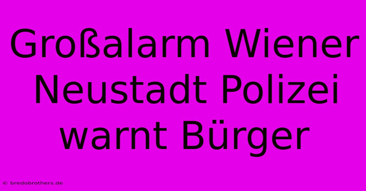 Großalarm Wiener Neustadt Polizei Warnt Bürger