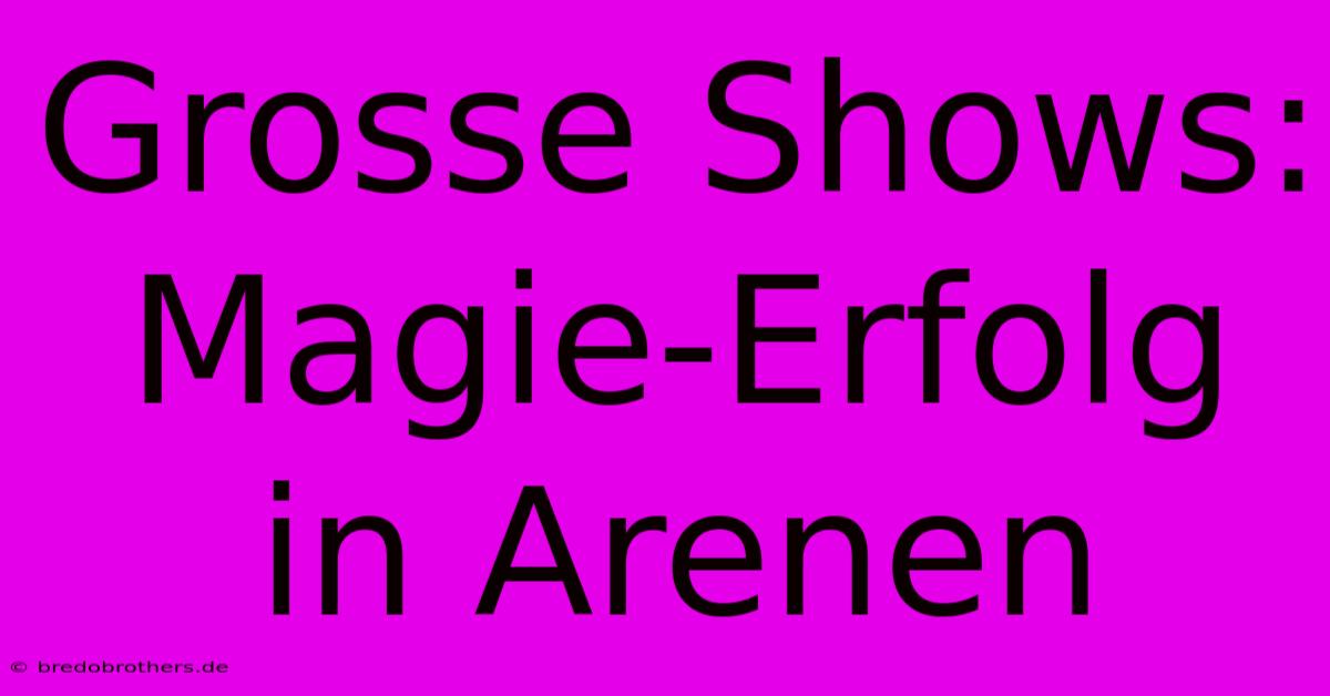 Grosse Shows: Magie-Erfolg In Arenen